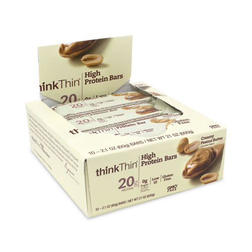 Image of Thinkthin® High Protein Bars, Creamy Peanut Butter, 2.1 Oz Bar, 10 Bars/Carton, Ships In 1-3 Business Days