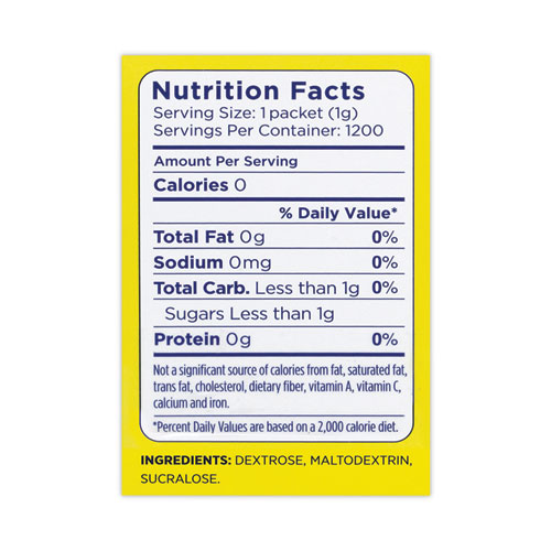 No Calorie Sweetener Packets, 1 g, 1,200/Carton, Ships in 1-3 Business Days