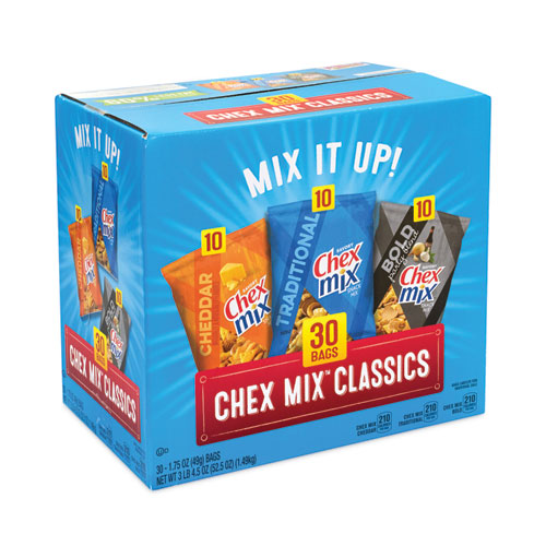 Image of Chex Mix® Varieties, Assorted Flavors, 1.75 Oz Pack, 30 Packs/Carton, Ships In 1-3 Business Days