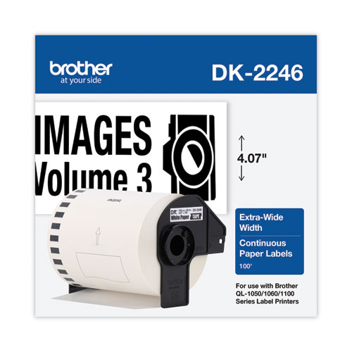 Image of DK2246 Label Tape, 4.07" x 100 ft, Black on White