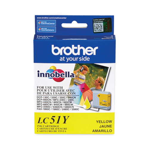 Image of Brother Lc51Y Innobella Ink, 400 Page-Yield, Yellow