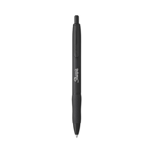 Image of S-Gel Premium Metal Barrel Gel Pen, Retractable, Medium 0.7 mm, Black Ink, Black Barrel, 4/Pack