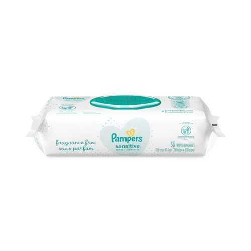 Image of Pampers® Sensitive Baby Wipes, 1-Ply, 6.8 X 7,  Unscented, White, 56/Pack
