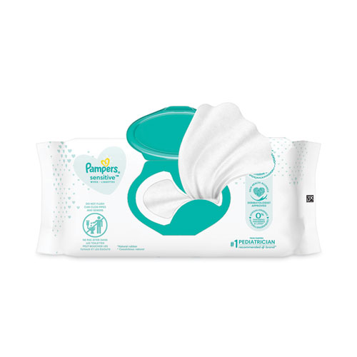 Sensitive Baby Wipes, 1-Ply, 6.8 x 7, Unscented, White, 56/Pack, 8 Packs/Carton