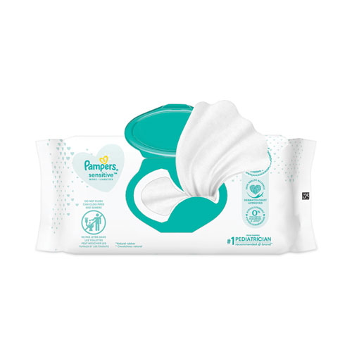 Sensitive Baby Wipes, 1-Ply, 6.8 x 7,  Unscented, White, 56/Pack