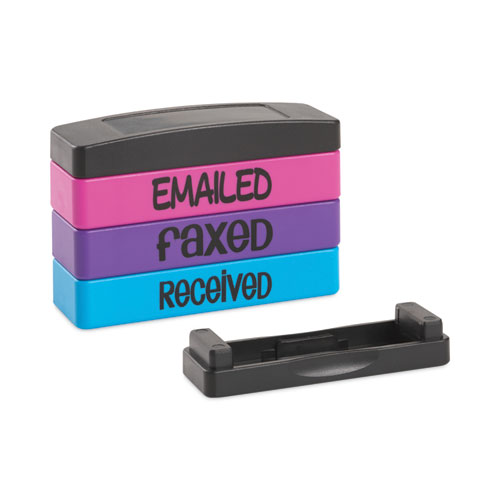 Image of Trodat® Interlocking Stack Stamp, Emailed, Faxed, Received, 1.81" X 0.63", Assorted Fluorescent Ink