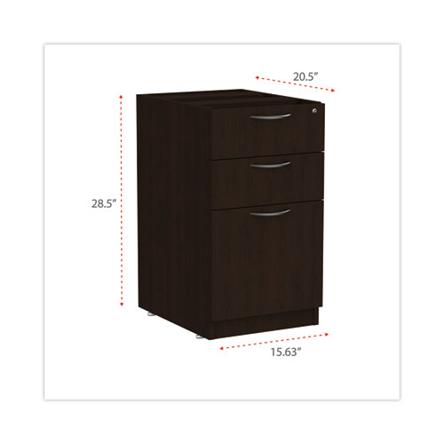 Image of Alera® Valencia Series Full Pedestal File, Left/Right, 3-Drawers: Box/Box/File, Legal/Letter, Espresso, 15.63" X 20.5" X 28.5"
