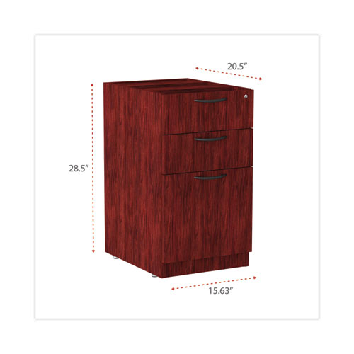 Image of Alera® Valencia Series Full Pedestal File, Left/Right, 3-Drawers: Box/Box/File, Legal/Letter, Mahogany, 15.63" X 20.5" X 28.5"
