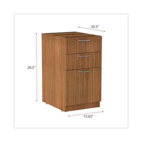 Image of Alera® Valencia Series Full Pedestal File, Left/Right, 3-Drawer: Box/Box/File, Legal/Letter, Modern Walnut,15.63 X 20.5 X 28.5