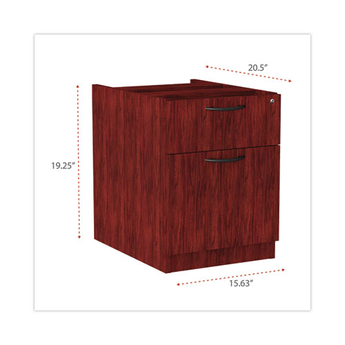 Image of Alera® Valencia Series Hanging Pedestal File, Left/Right, 2-Drawers: Box/File, Legal/Letter, Mahogany, 15.63" X 20.5" X 19.25"