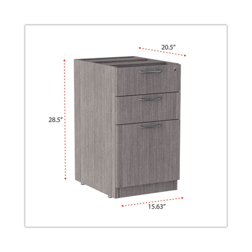 Image of Alera® Valencia Series Full Pedestal File, Left/Right, 3-Drawers: Box/Box/File, Legal/Letter, Gray, 15.63" X 20.5" X 28.5"