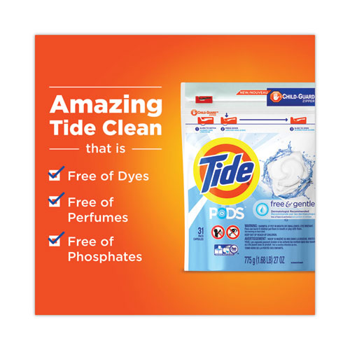 Image of Tide® Pods, Unscented, 81 Pods/Tub, 4 Tubs Carton