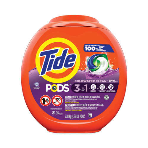 Image of Tide® Pods, Spring Meadow, 81 Pods/Tub, 4 Tubs/Carton