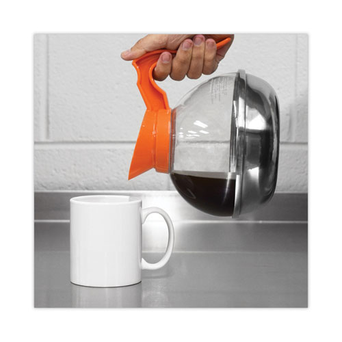 Image of Coffee Pro Unbreakable Decaffeinated Coffee Decanter, 12-Cup, Stainless Steel/Polycarbonate, Orange Handle