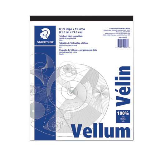 Staedtler® Mars Translucent Vellum Art and Drafting Paper, 16 lb Bristol Weight, 8.5 x 11, 50/Pad
