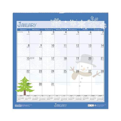 Image of Recycled Seasonal Wall Calendar, Earthscapes Illustrated Seasons Artwork, 12 x 12, 12-Month (Jan to Dec): 2023