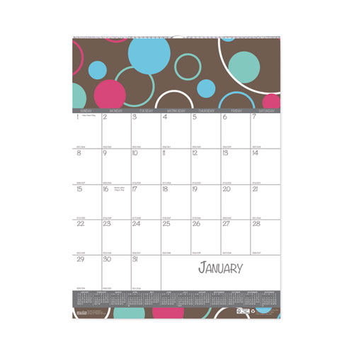 Recycled Bubbleluxe Wall Calendar, Bubbleluxe Artwork, 12 x 16.5, White/Multicolor Sheets, 12-Month (Jan to Dec): 2023