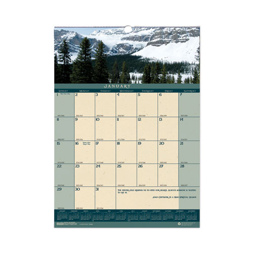 House of Doolittle™ Earthscapes Recycled Monthly Wall Calendar, Color Landscape Photography, 12 x 16.5, White Sheets, 12-Month (Jan-Dec): 2024