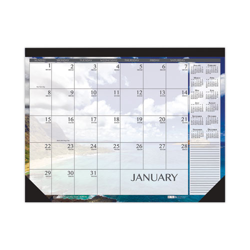 Recycled Earthscapes Desk Pad Calendar, Seascapes Photography, 18.5 x 13, Black Binding/Corners,12-Month (Jan to Dec): 2023