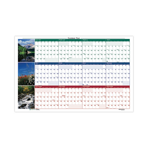 Earthscapes Recycled Reversible/Erasable Yearly Wall Calendar, Nature Photos, 18 x 24, White Sheets, 12-Month (Jan-Dec): 2024