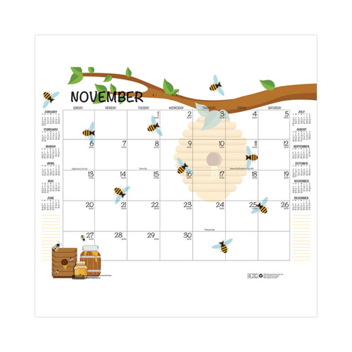 Academic Year Recycled Honeycomb Desk Pad Calendar, 22 x 17, White/Multicolor Sheets, 12-Month (Aug to July): 2024 to 2025