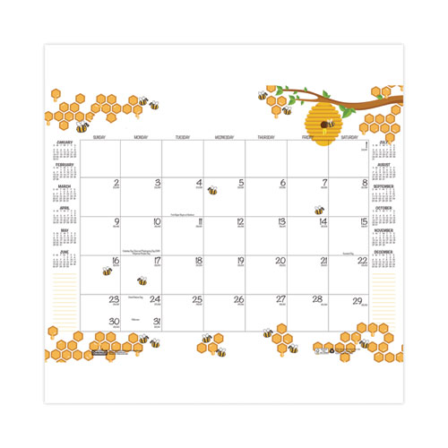 Image of House Of Doolittle™ Recycled Honeycomb Desk Pad Calendar, 22 X 17, White/Multicolor Sheets, Brown Corners, 12-Month (Aug To July): 2023 To 2024