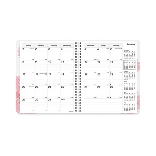 Image of Brownline® Essential Collection 14-Month Ruled Monthly Planner, 8.88 X 7.13, Daisy Black/Pink Cover, 14-Month (Dec To Jan): 2023 To 2025