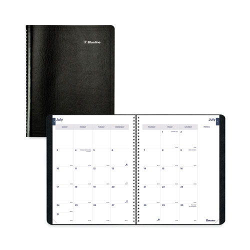 Academic Monthly Planner, 11 x 8.5, Black Cover, 14-Month (July to Aug): 2023 to 2024