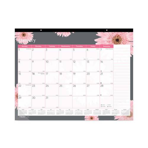 Monthly Desk Pad Calendar, 22 x 17, Pink/White Sheets, Clear Binding, Clear Corners, 12-Month (Jan to Dec): 2023