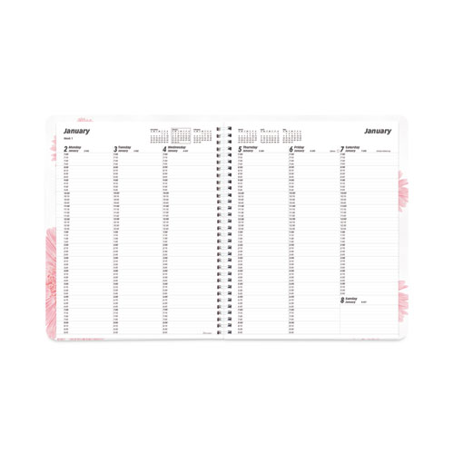 Image of Brownline® Essential Collection Daisy Weekly Appointment Book, Columnar Format, 11 X 8.5, Navy/Gray/Pink Cover, 12-Month (Jan-Dec): 2024