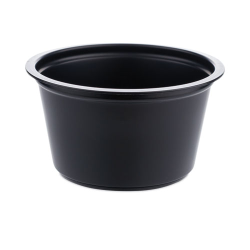 Image of Supplycaddy Portion Cups, 2 Oz, Black, 2,500/Carton