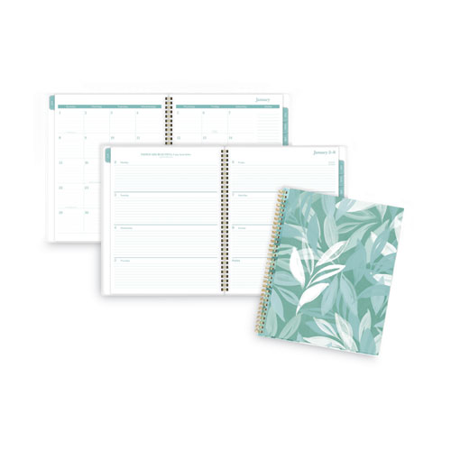 Image of Bali Weekly/Monthly Planner, Bali Leaf Artwork, 11 x 8.5, Green/White Cover, 12-Month (Jan to Dec): 2023