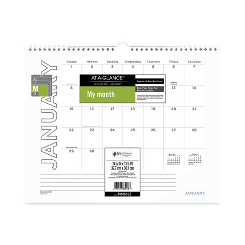 Image of At-A-Glance® Modern Core Wall Calendar, Modern Artwork, 15 X 12, White/Black Sheets, 12-Month (Jan To Dec): 2024