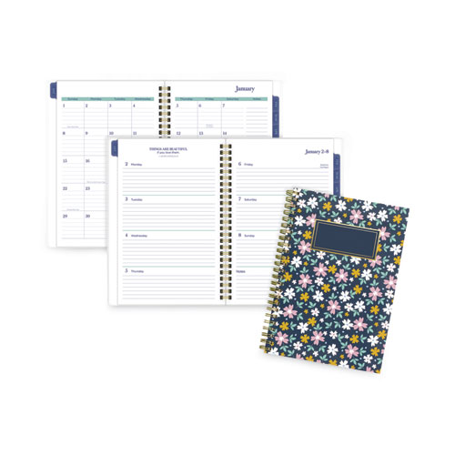 Image of Precious Weekly/Monthly Planner, Precious Floral Artwork, 8.5 x 5.5, Blue/Green/Pink Cover, 12-Month (Jan to Dec): 2023