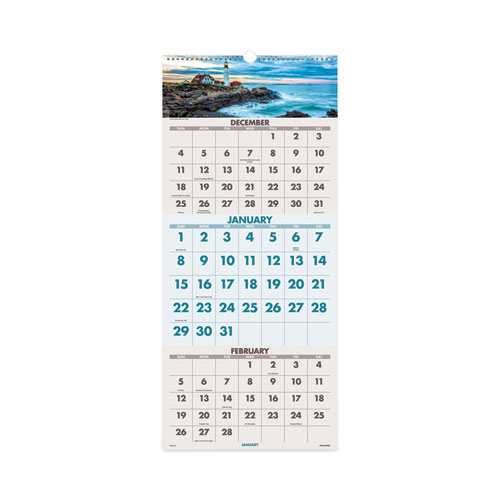 Image of Scenic Three-Month Wall Calendar, Scenic Landscape Photography, 12 x 27, White Sheets, 14-Month (Dec to Jan): 2022 to 2024