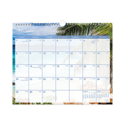 Image of Tropical Escape Wall Calendar, Tropical Escape Photography, 15 x 12, Pale Blue/Multicolor Sheets, 12-Month (Jan to Dec): 2023