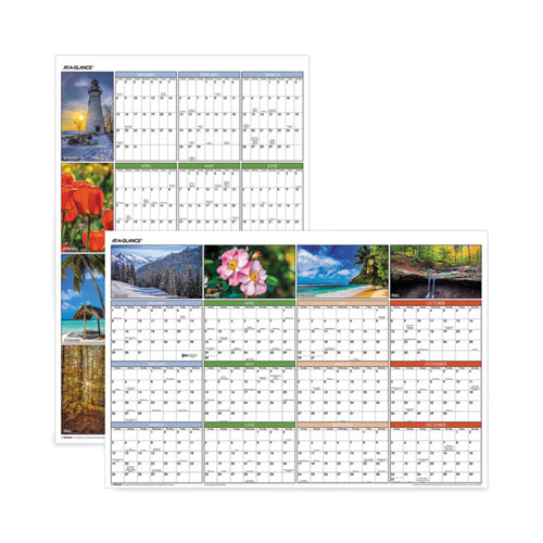 Vertical/Horizontal Erasable Wall Planner, Seasons in Bloom Photos, 24 x 36, White/Multicolor Sheets, 12-Month(Jan-Dec): 2023