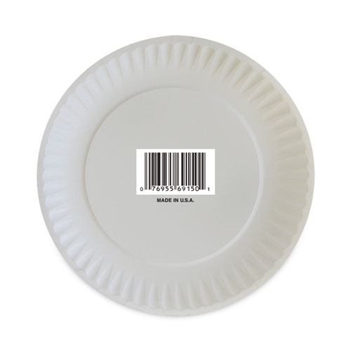 Image of Ajm Packaging Corporation Coated Paper Plates, 6" Dia, White, 100/Pack, 12 Packs/Carton