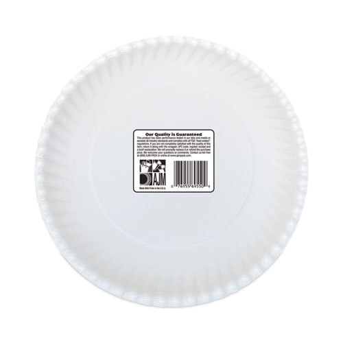 Image of Ajm Packaging Corporation Gold Label Coated Paper Plates, 9" Dia, White, 120/Pack, 8 Packs/Carton