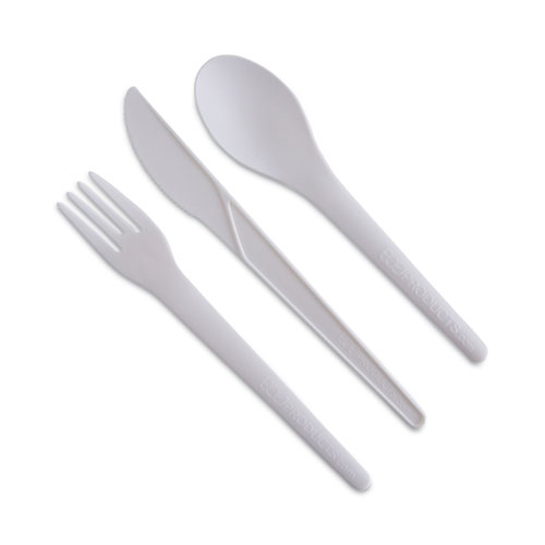 Image of Eco-Products® Plantware Compostable Cutlery, Spoon, 6", Pearl White, 50/Pack, 20 Pack/Carton