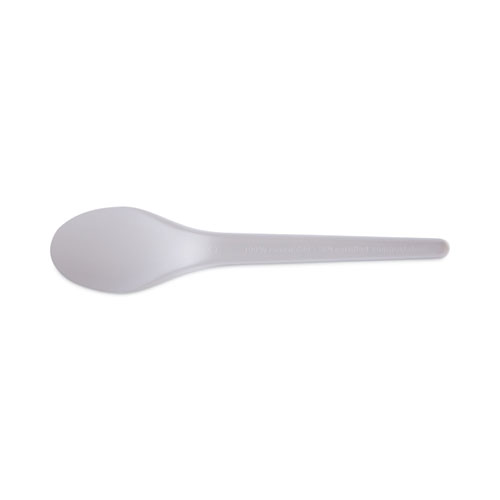 Plantware Compostable Cutlery, Spoon, 6", Pearl White, 50/Pack, 20 Pack/Carton