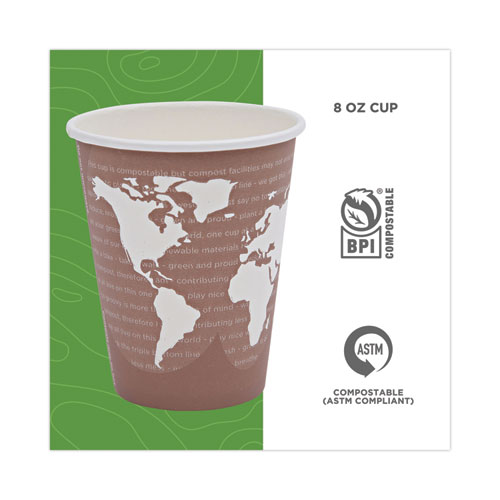 Image of Eco-Products® World Art Renewable And Compostable Hot Cups, 8 Oz, Plum, 50/Pack