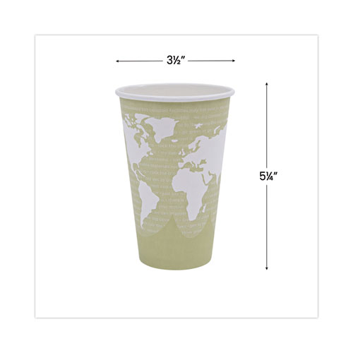 Image of Eco-Products® World Art Renewable And Compostable Hot Cups, 16 Oz, Moss, 50/Pack