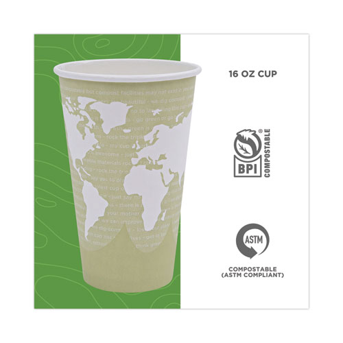 Image of Eco-Products® World Art Renewable And Compostable Hot Cups, 16 Oz, Moss, 50/Pack
