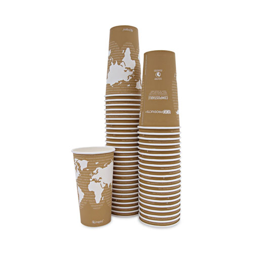 Image of Eco-Products® World Art Renewable And Compostable Hot Cups, 20 Oz, 50/Pack, 20 Packs/Carton