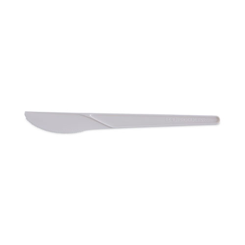 Plantware Compostable Cutlery, Knife, 6", Pearl White, 50/Pack, 20 Pack/Carton