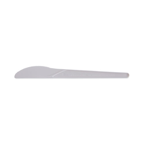 Plantware Compostable Cutlery, Knife, 6", Pearl White, 50/Pack, 20 Pack/Carton