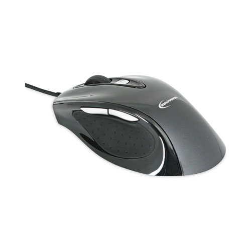 Full-Size Wired Optical Mouse, USB 2.0, Right Hand Use, Black