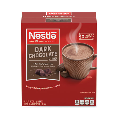 Image of Nestlã©® Hot Cocoa Mix, Dark Chocolate, 0.71 Packets, 50 Packets/Box, 6 Boxes/Carton
