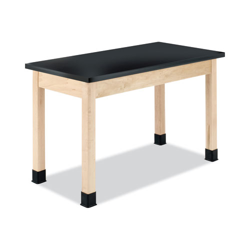 Classroom Science Table, 48w x 24d x 36h, Black ChemGuard High Pressure Laminate (HPL) Top, Maple Base